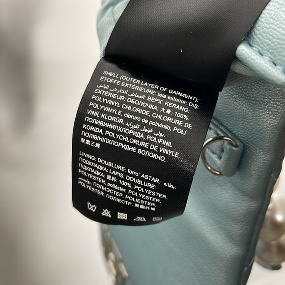 Badgley Mischka Vegan Leather Metallic Blue Pearl Crossbody - Picture 12 of 12